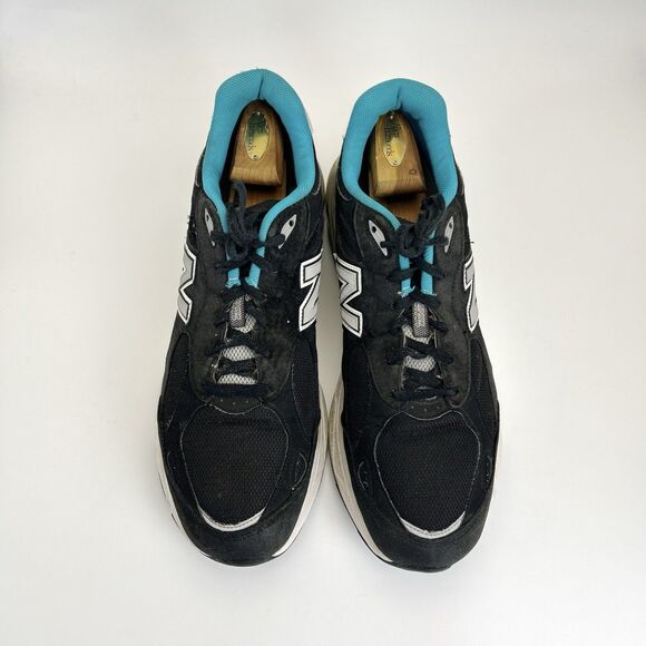 New Balance 990v3 Running Sneakers Mens Sz 14 Black Mesh Teal M990GB3 Suede